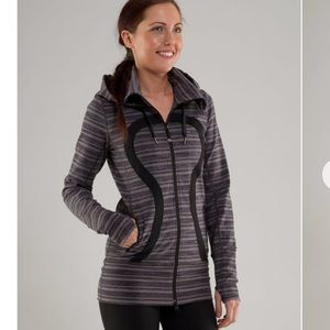 Lululemon Striped Grey and Black Stride Jacket